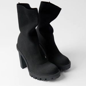 Zara Heeled Track Sole - Sock Style Boots